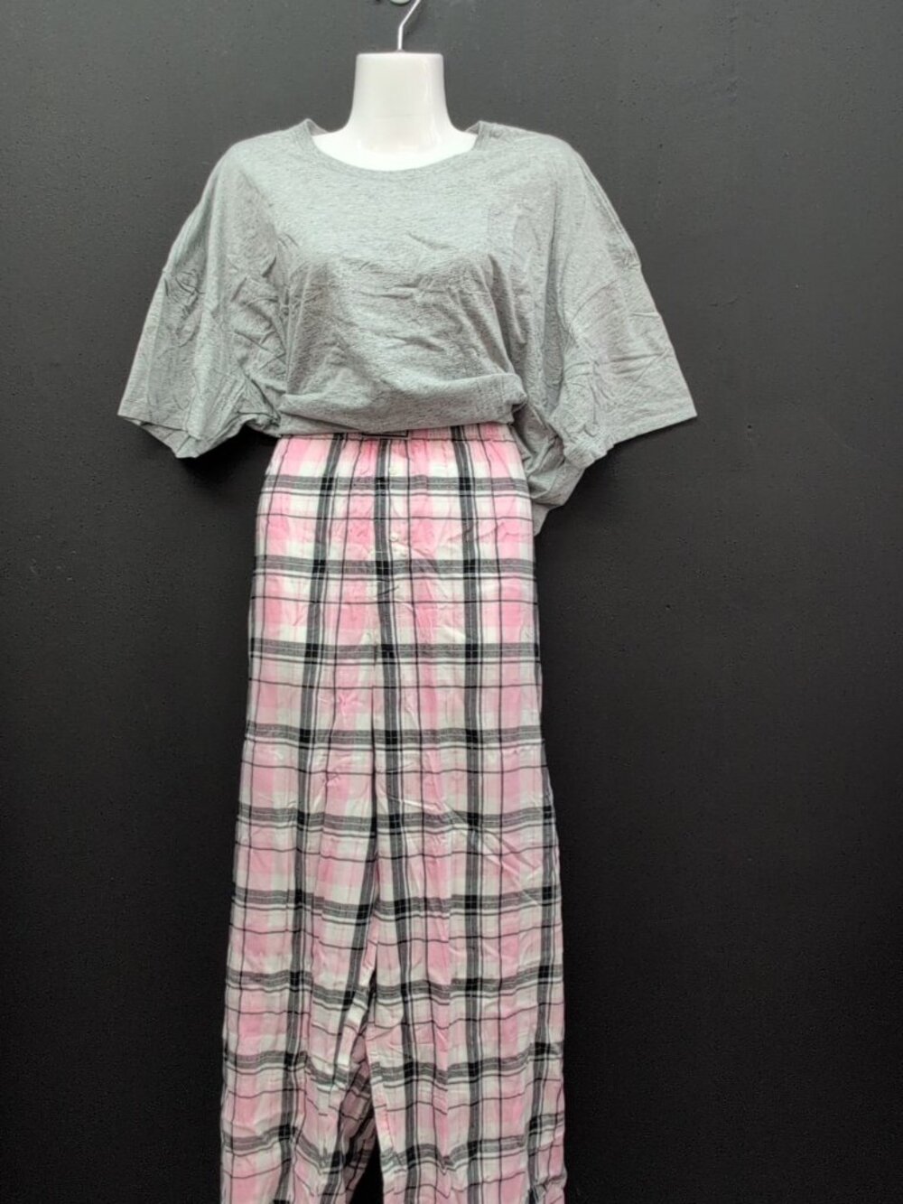 Victoria Secret Flannel Short Sleeves Long Tee Jama Set Size XXL Multicolor